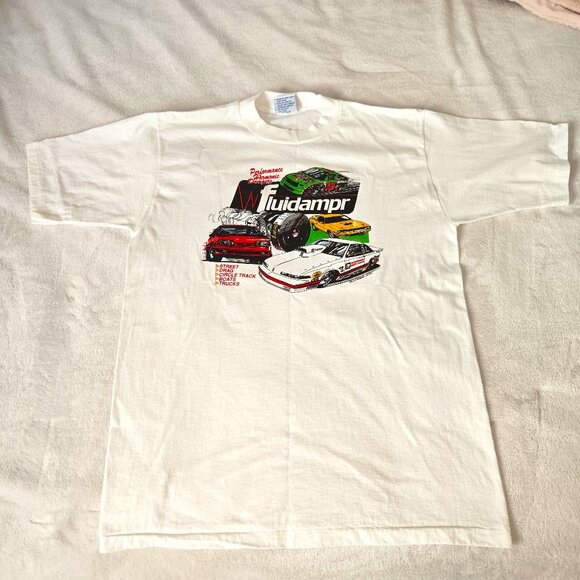 Vintage 1993 Fluidampr Racing T-Shirt Single Stitch USA Made Drag Street Drift X - Picture 1 of 10